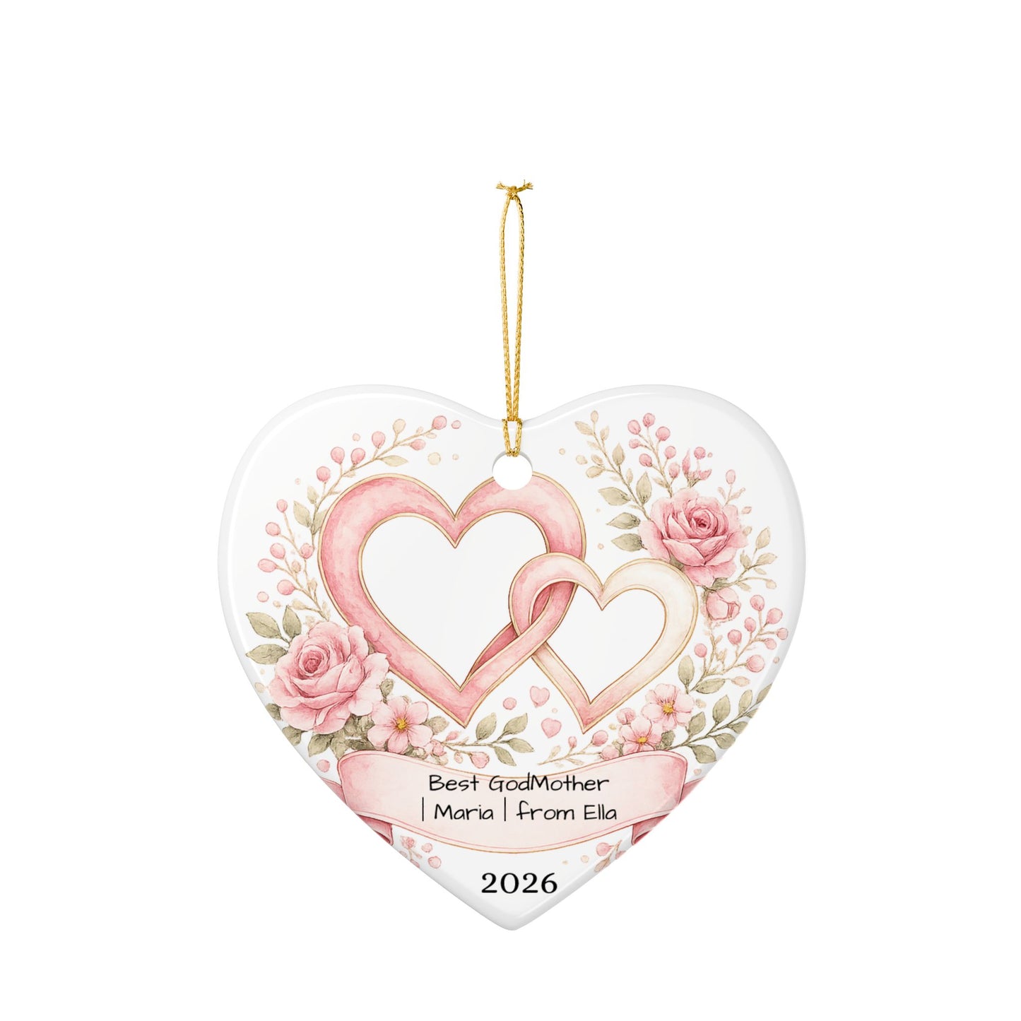 Godmother Christmas Ornament Personalized, Ceramic Keepsake with Name, Gift for Godmother from Godchild 2026