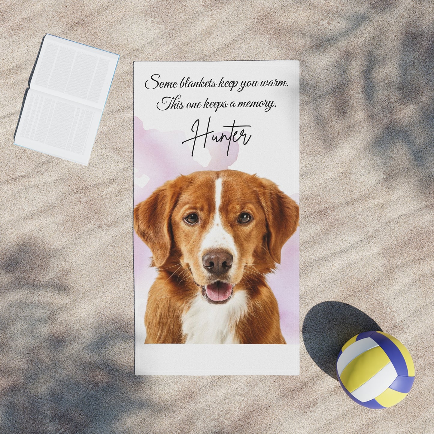 Personalized Dog Photo Memorial Beach Towel | Pet Memory Name