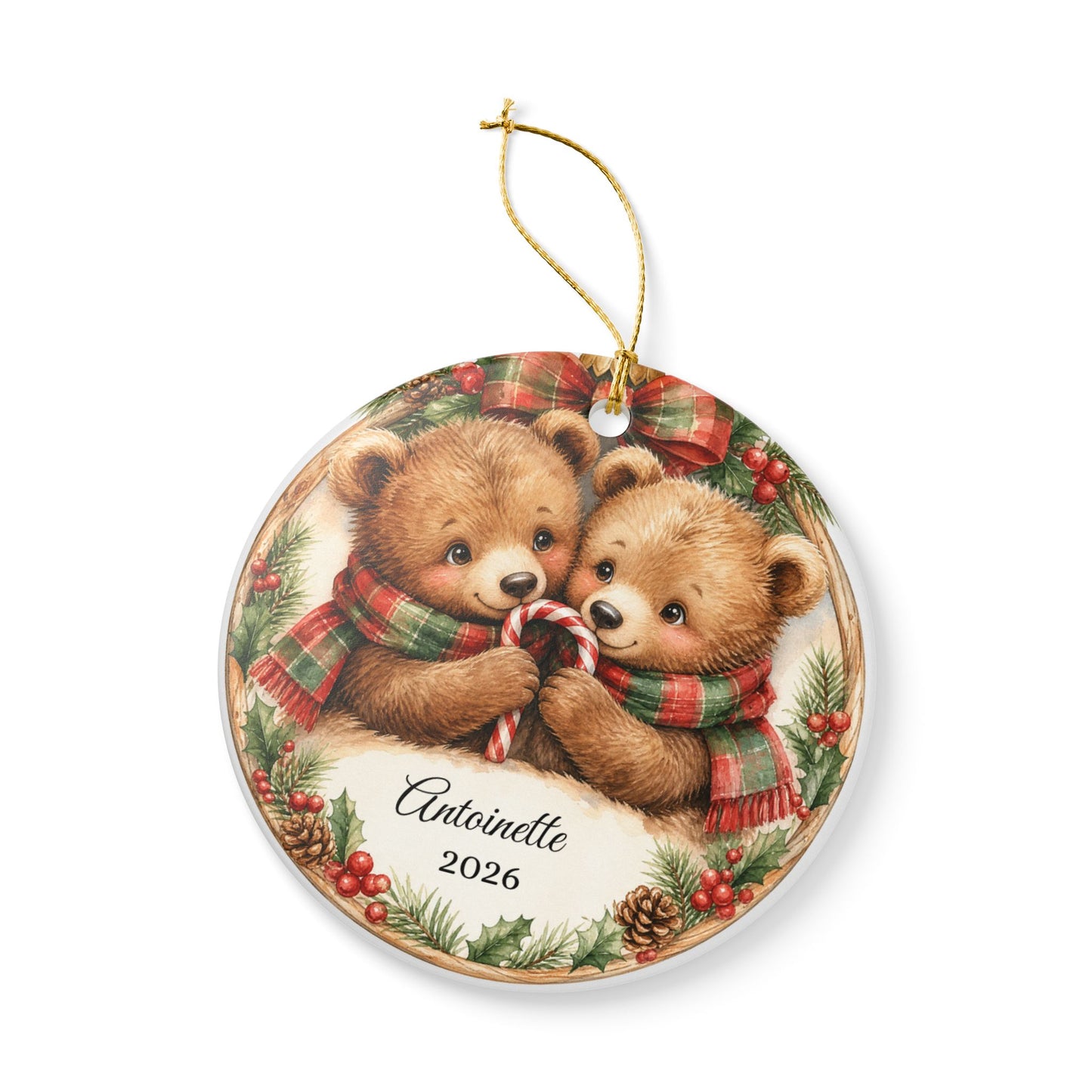 Twins First Christmas Ornament Personalized with Names, Twin Bears Keepsake 2026, Twin Baby Gift, New Twins Ornament