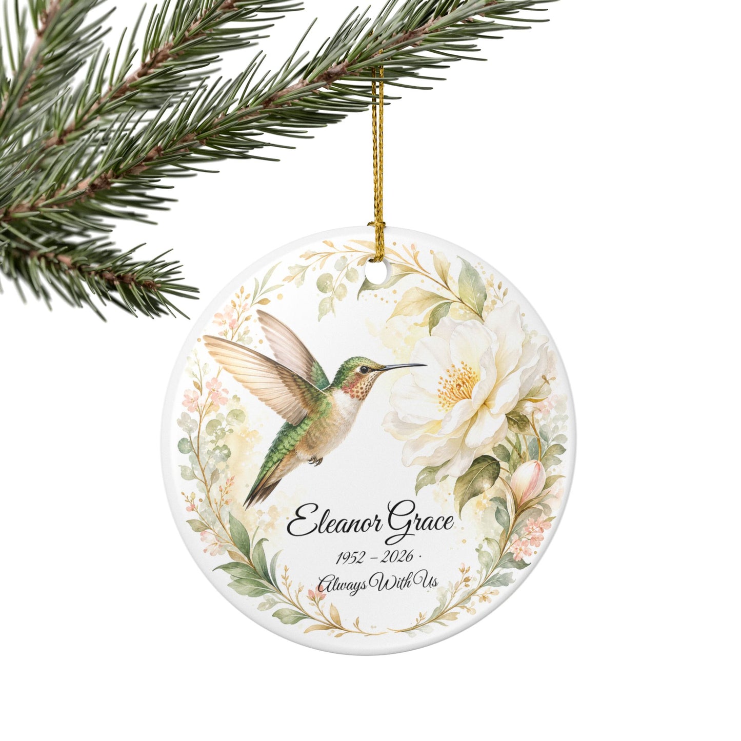 Hummingbird Memorial Ornament Personalized, Remembrance Keepsake with Name, In Loving Memory Gift, Loss of Loved One