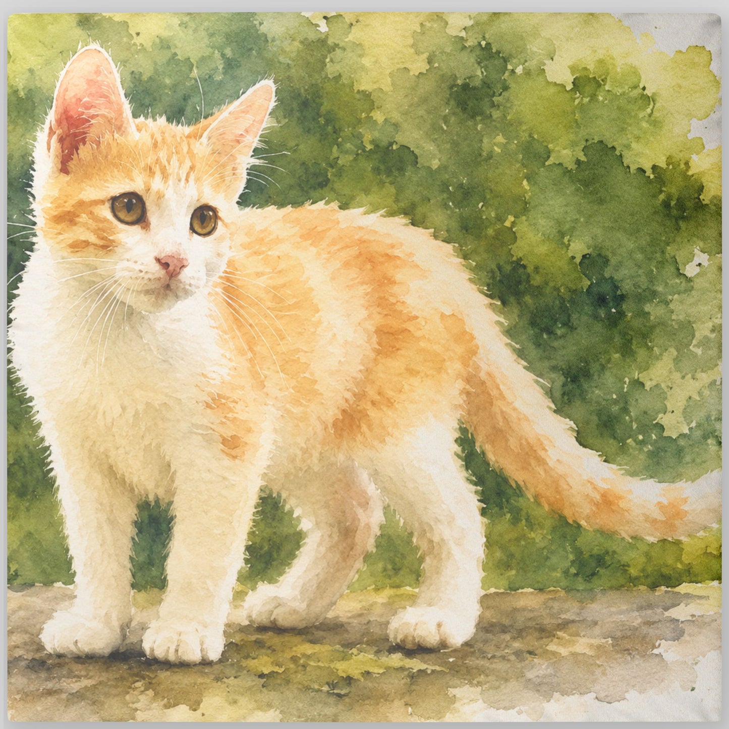 Orange Tabby Kitten Watercolor Custom Shaped Pillow | Cat Pillow