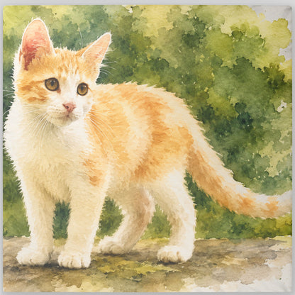 Orange Tabby Kitten Watercolor Custom Shaped Pillow | Cat Pillow
