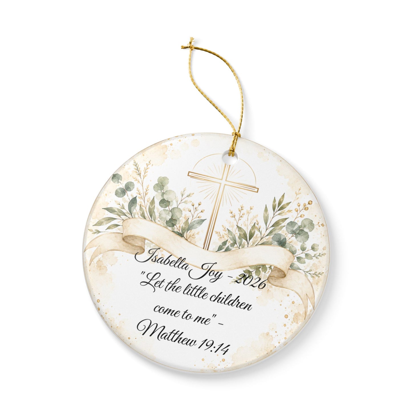 Scripture Baptism Ornament Personalized, Bible Verse Christening Keepsake with Name, Ceramic Religious Gift, Baby Dedication Ornament 2026