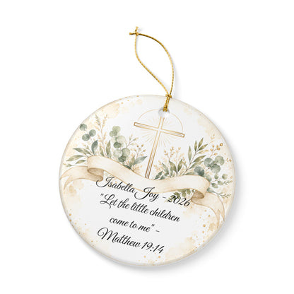 Scripture Baptism Ornament Personalized, Bible Verse Christening Keepsake with Name, Ceramic Religious Gift, Baby Dedication Ornament 2026
