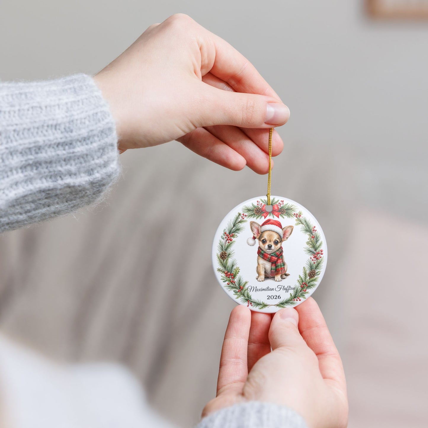 Chihuahua Ornament Personalized with Name, Chihuahua Christmas Ornament, Small Dog Mom Gift, Chi Lover Keepsake 2026