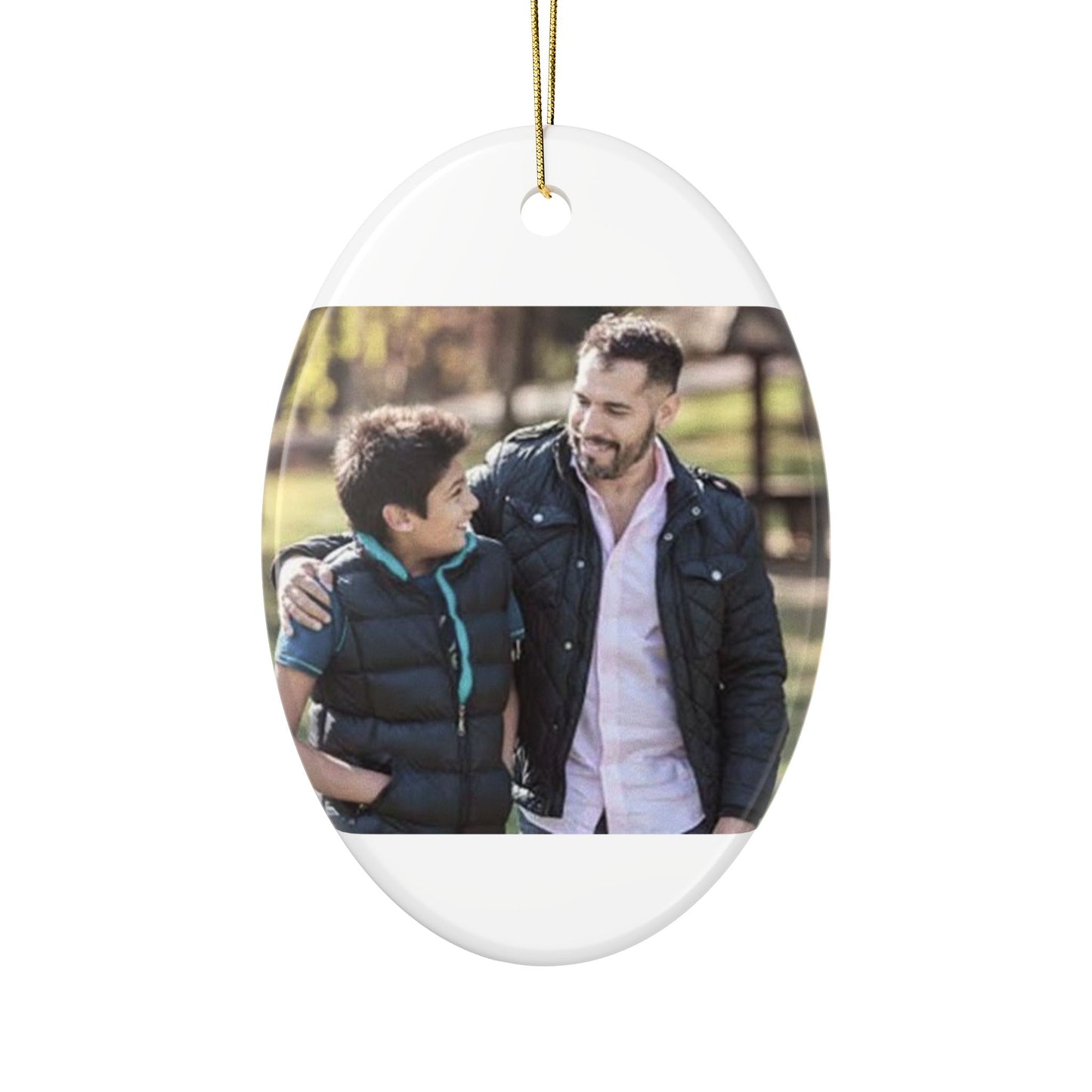 My Best Friend Photo Ceramic Ornament | Round Two-Sided Holiday Keepsake
