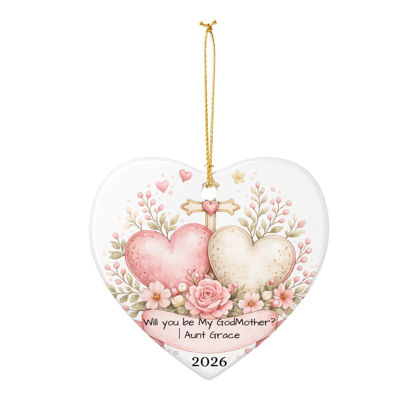 Will You Be My Godmother Ornament Personalized, Ceramic Proposal Keepsake with Name, Godmother Proposal Gift 2026