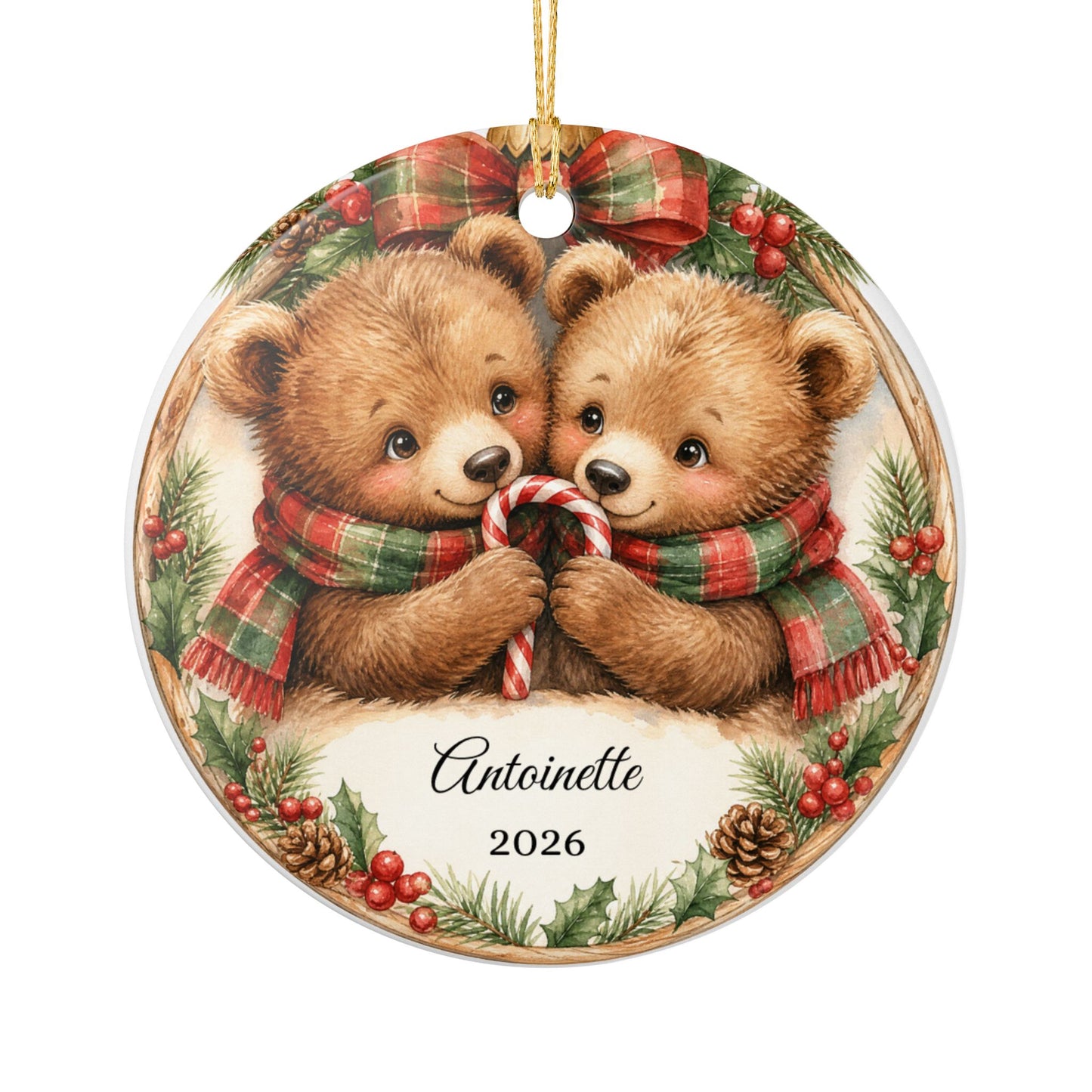 Twins First Christmas Ornament Personalized with Names, Twin Bears Keepsake 2026, Twin Baby Gift, New Twins Ornament