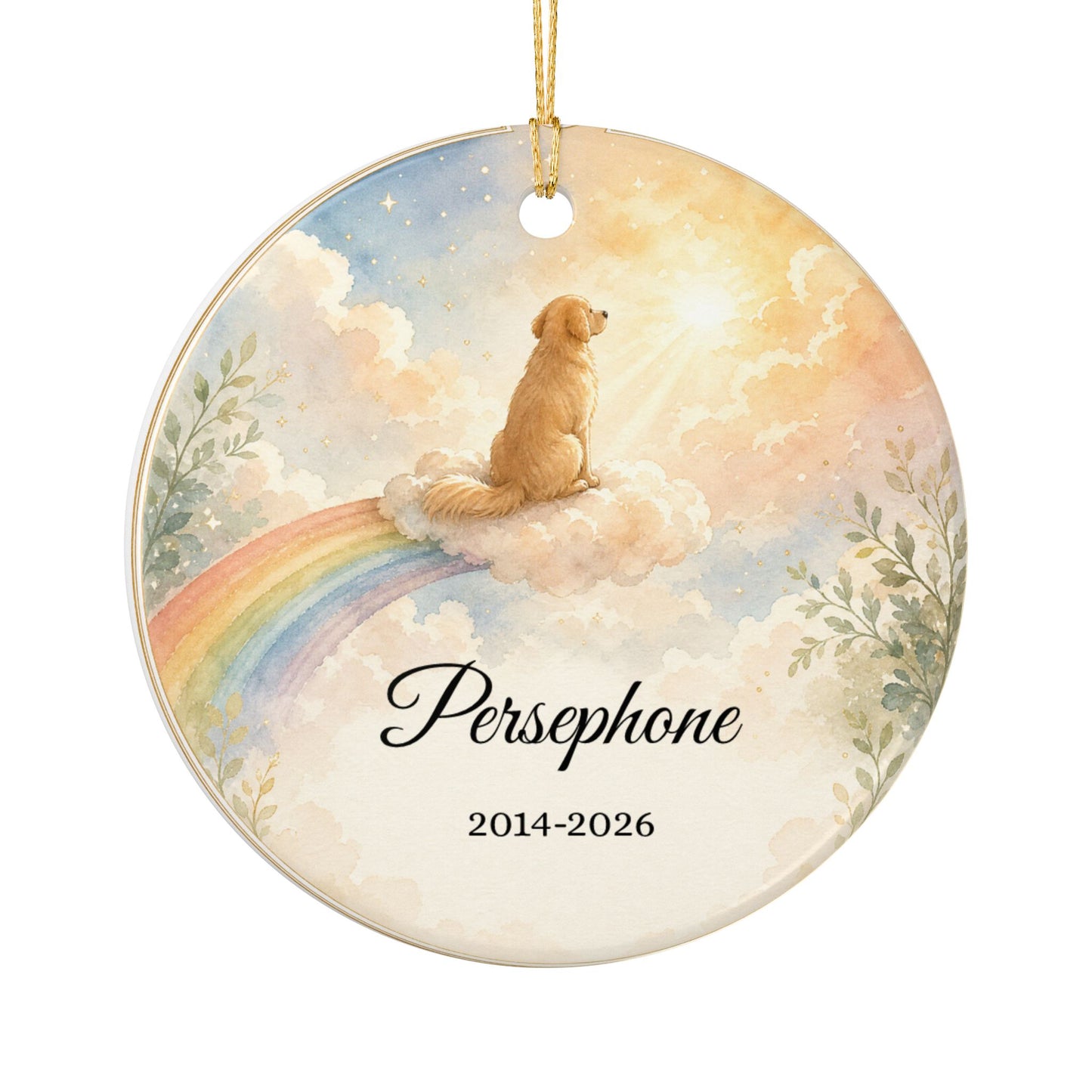 Pet Memorial Ornament Personalized, Rainbow Bridge Dog Remembrance Keepsake with Name, Loss of Dog Sympathy Gift