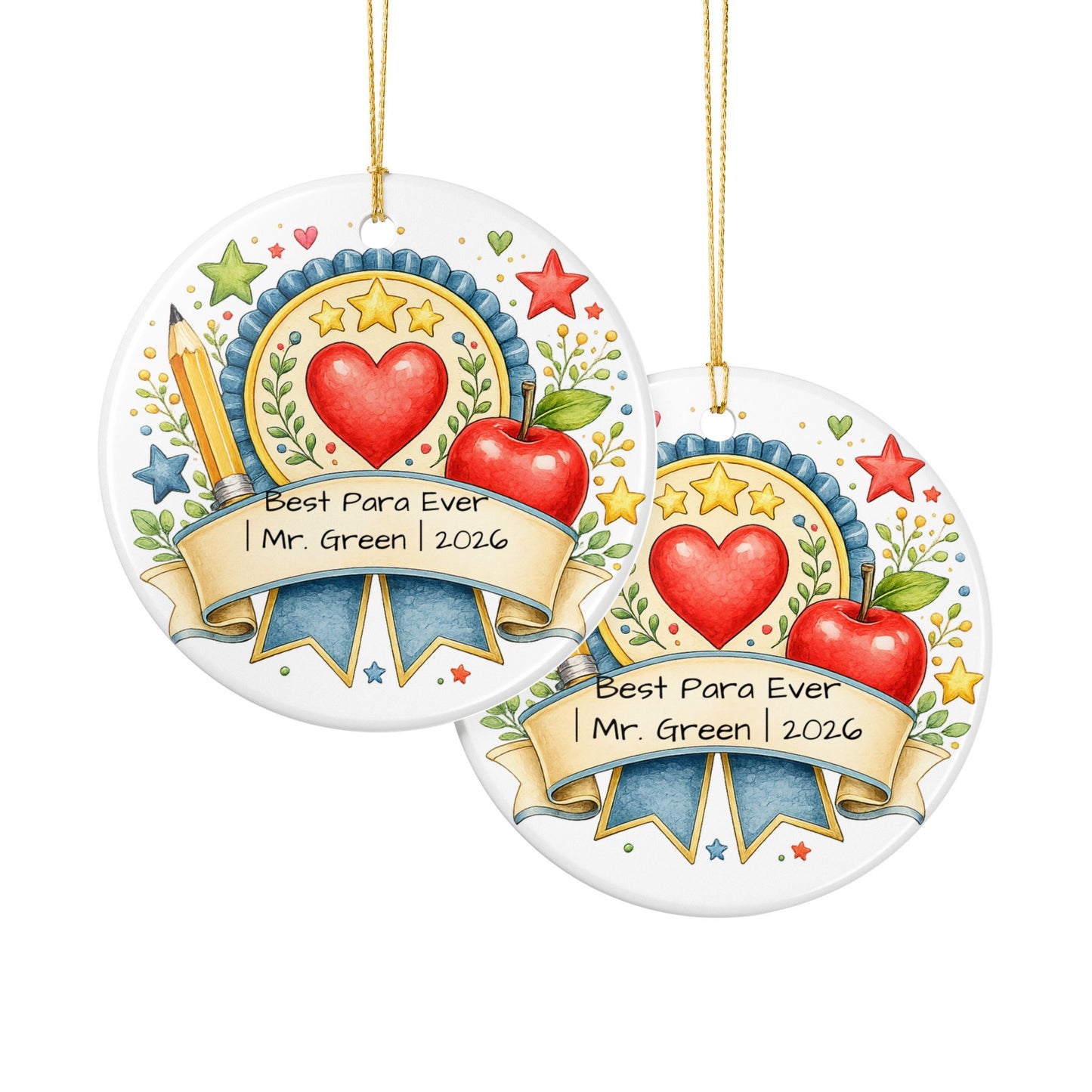 Best Para Ever Christmas Ornament Personalized with Name, Ceramic Keepsake, Paraprofessional Appreciation Gift 2026
