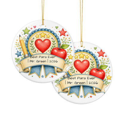 Best Para Ever Christmas Ornament Personalized with Name, Ceramic Keepsake, Paraprofessional Appreciation Gift 2026