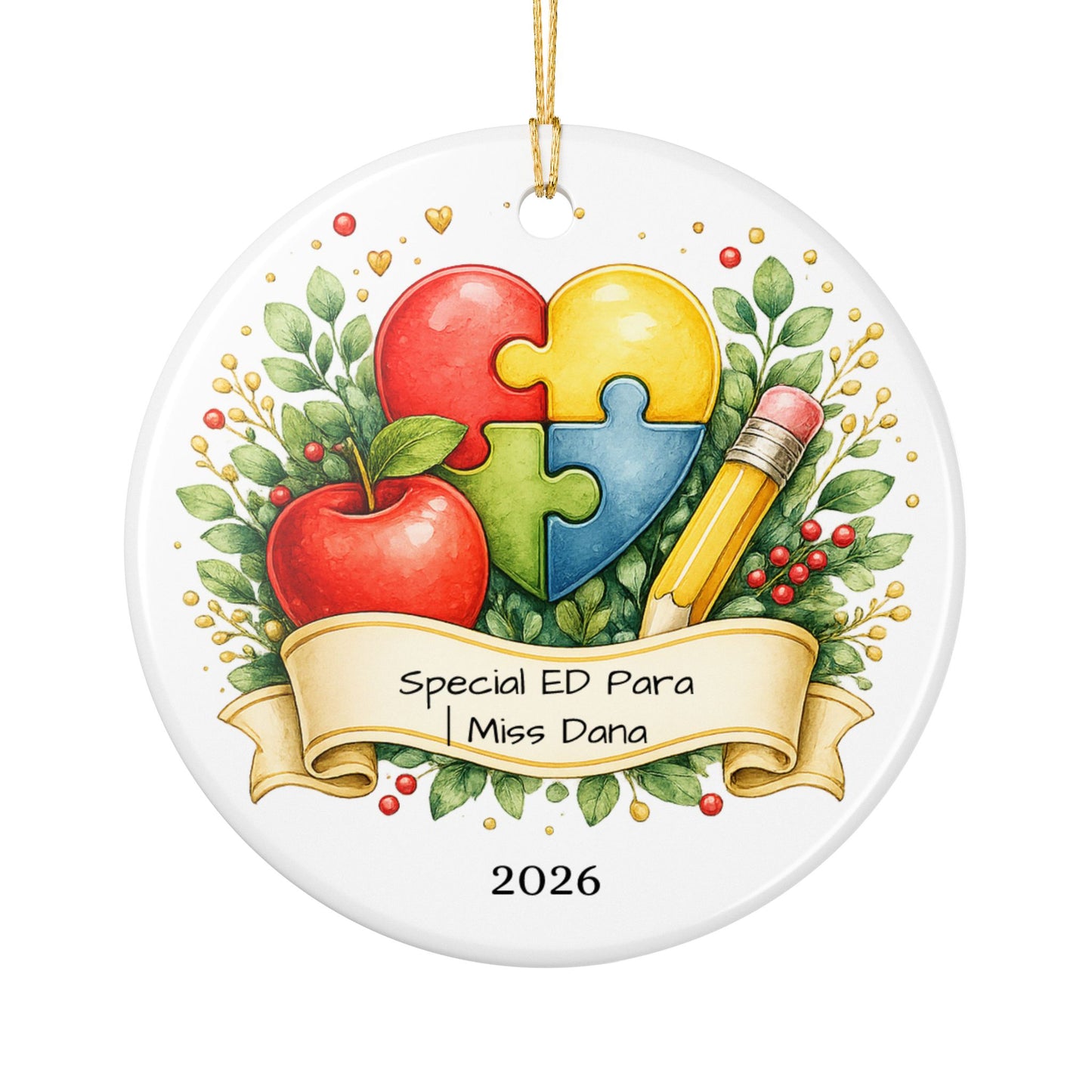 Special Education Para Christmas Ornament Personalized, Ceramic Keepsake with Name, Sped Para Appreciation Gift 2026
