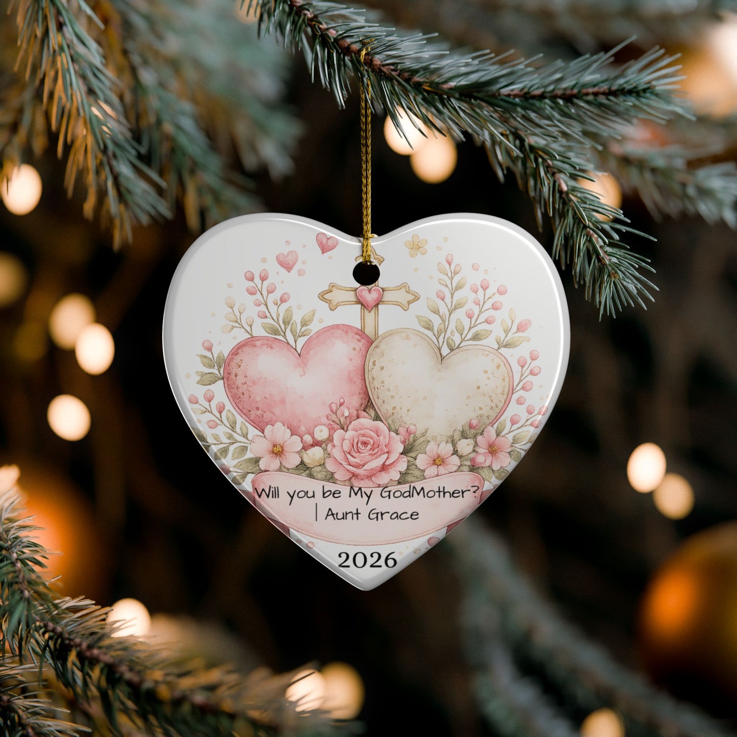 Will You Be My Godmother Ornament Personalized, Ceramic Proposal Keepsake with Name, Godmother Proposal Gift 2026