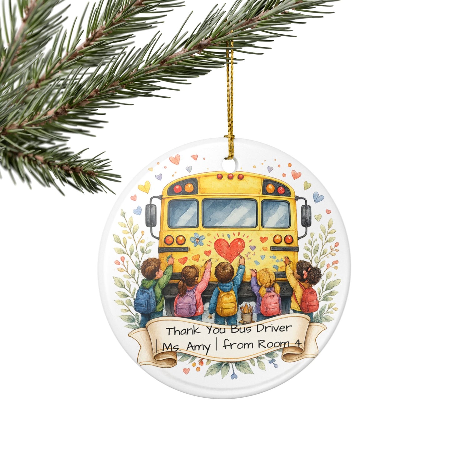Bus Driver Gift from Student Ornament Personalized, Ceramic Keepsake with Name, Thank You Bus Driver Gift 2026