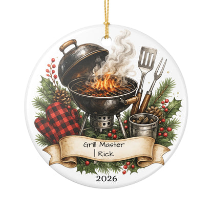 BBQ Father in Law Ornament Personalized, Grill Master Ceramic Keepsake with Name, Grilling FIL Gift 2026