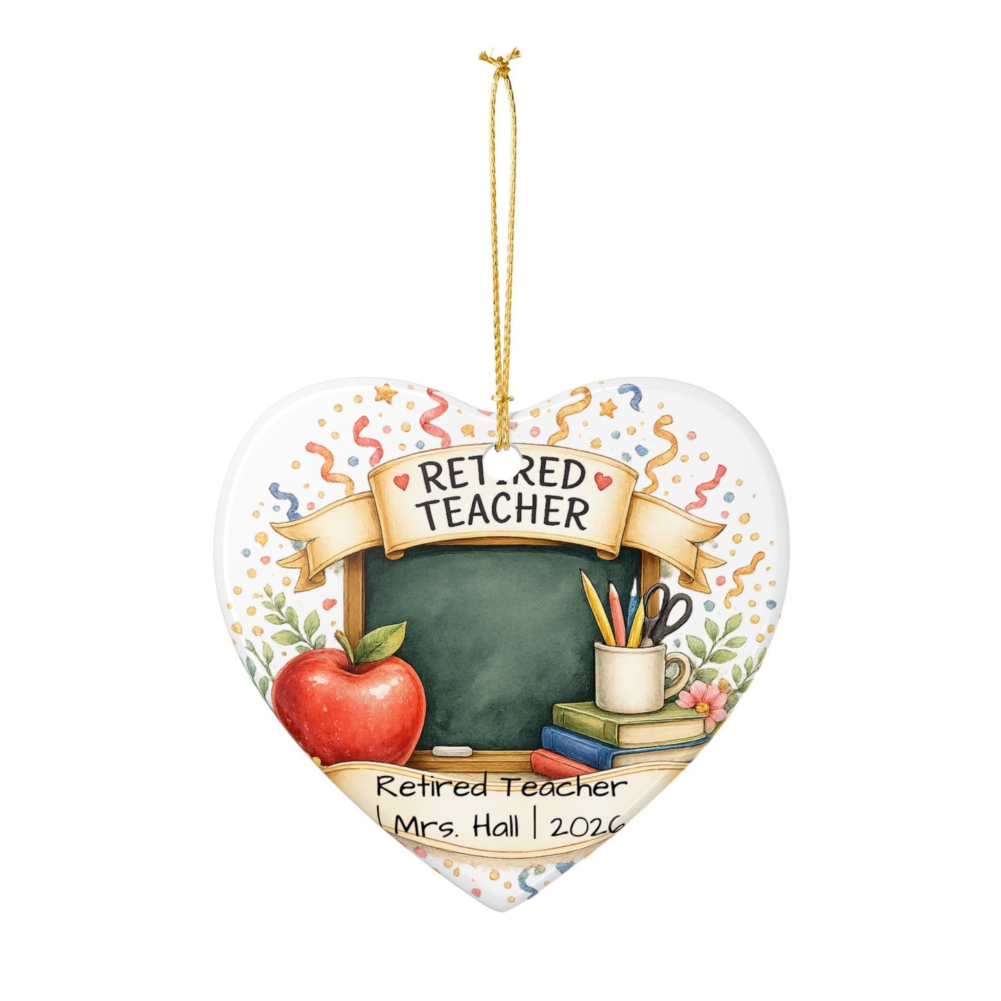 Retired Teacher Christmas Ornament 2026 Personalized, Ceramic Keepsake with Name, Teacher Retirement Gift 2026