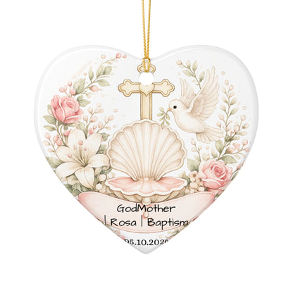 Baptism Godmother Ornament Personalized, Ceramic Christening Keepsake with Name Date, Godmother Baptism Gift 2026
