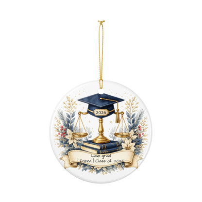Law School Graduate Ornament 2026 Personalized, Ceramic Keepsake with Name, Law Grad Gift, Future Attorney Gift