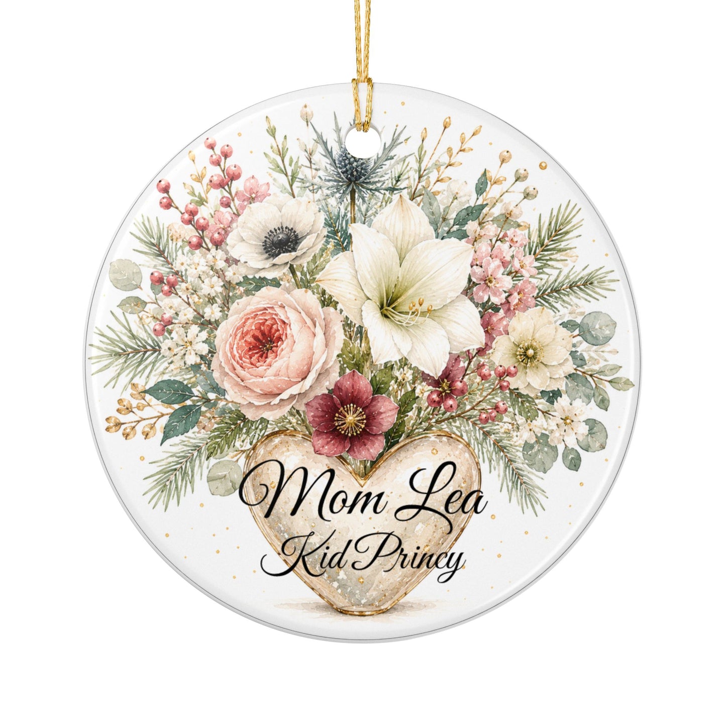 Floral Bouquet Heart Ornament | Ceramic Ornament