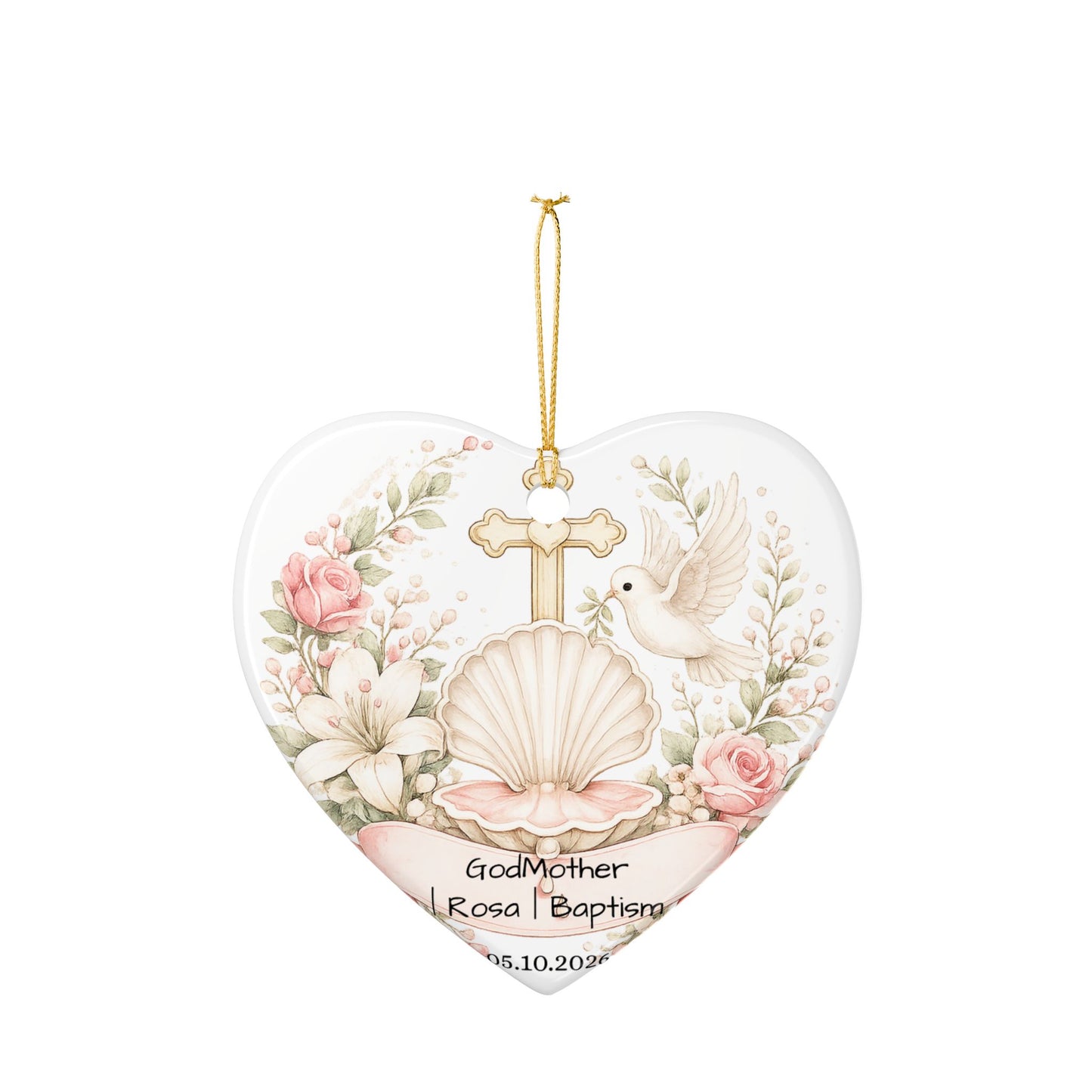 Baptism Godmother Ornament Personalized, Ceramic Christening Keepsake with Name Date, Godmother Baptism Gift 2026