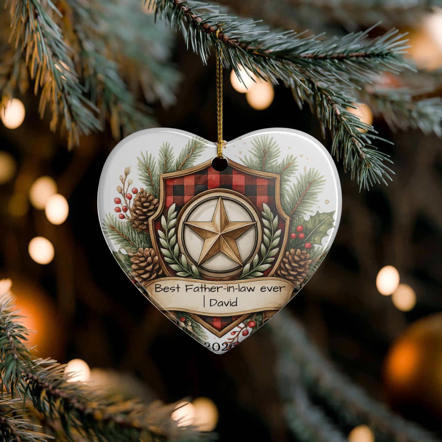 Best Father in Law Christmas Ornament Personalized, Ceramic Keepsake with Name, Gift from Son Daughter in Law 2026