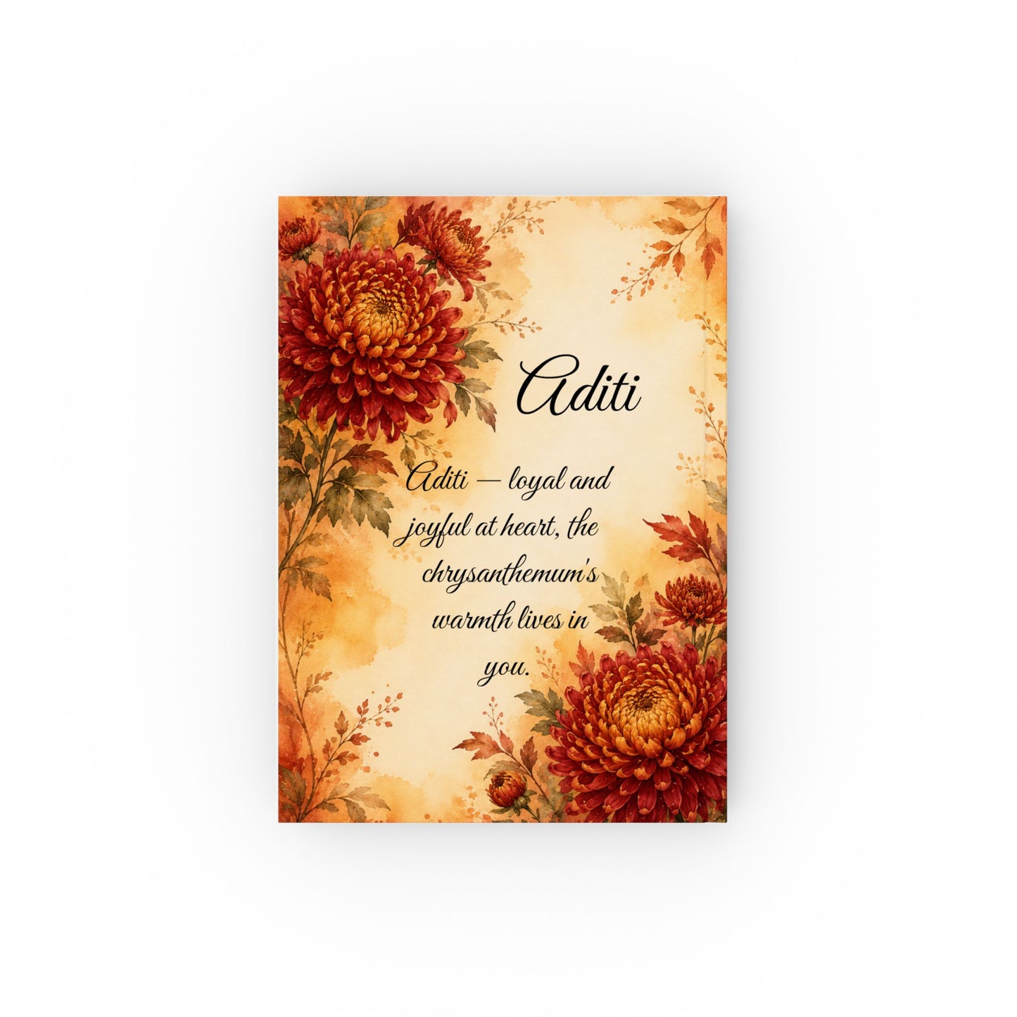 Chrysanthemum Birth Month Flower Journal Custom Name, November Birthday Thanksgiving Gift for Her, Personalized Gratitude Diary