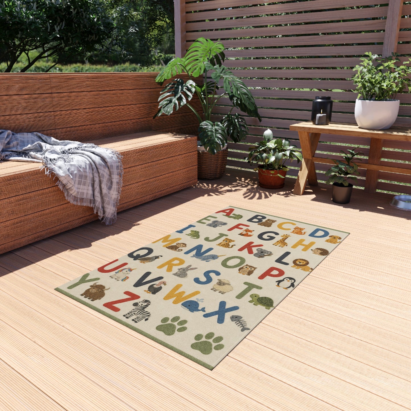 Alphabet Animal Letters Outdoor Rug | Kids ABC Play Mat