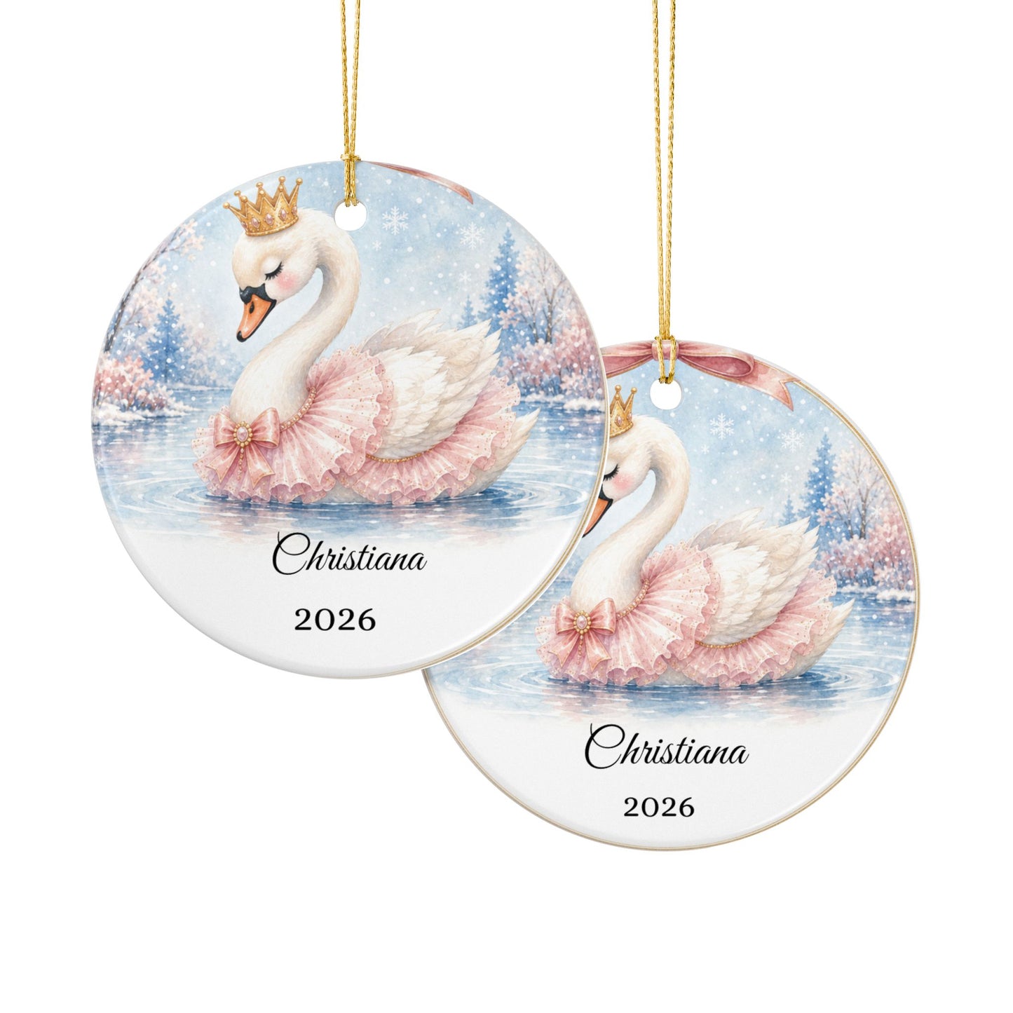 Baby Girl First Christmas Ornament Personalized, Swan Princess Keepsake with Name, Little Princess New Baby Gift 2026