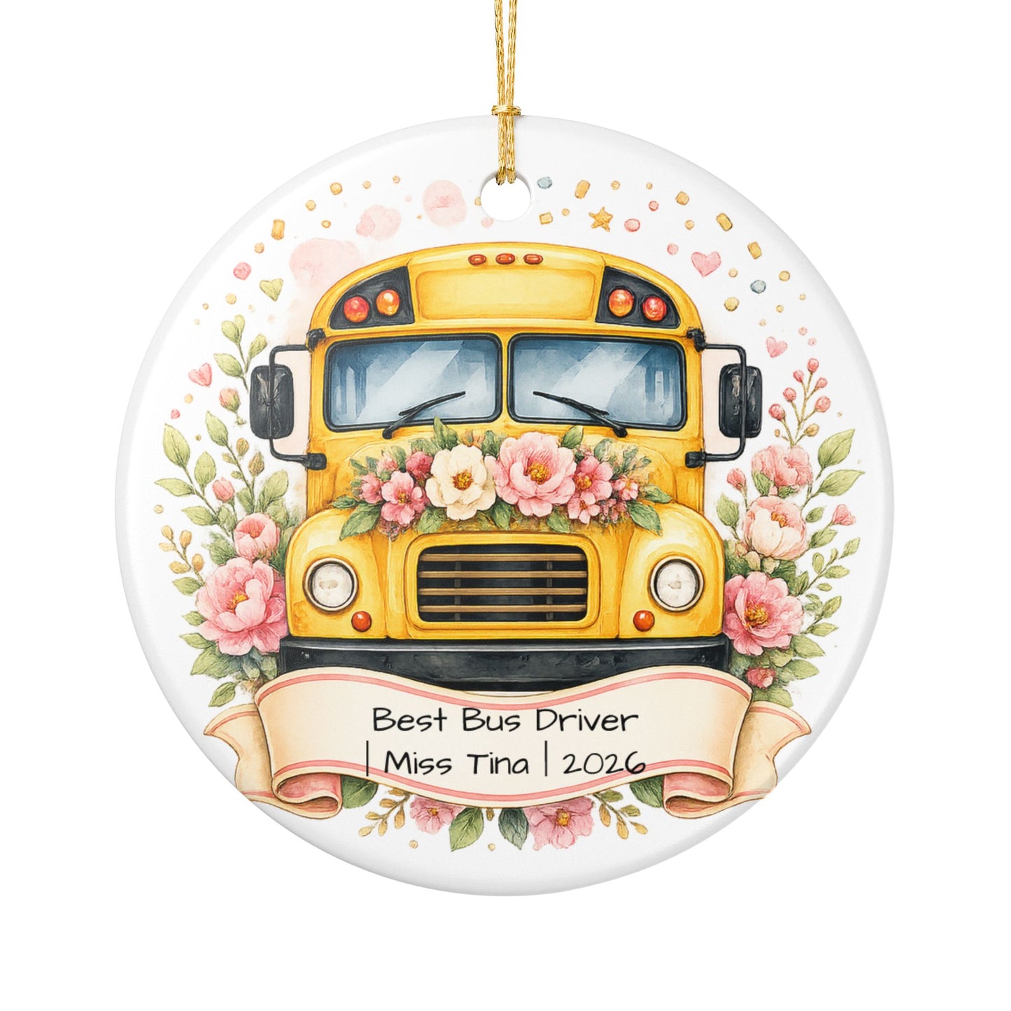 Female Bus Driver Christmas Ornament Personalized with Name, Ceramic Keepsake, Bus Driver Gift for Her 2026