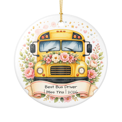 Female Bus Driver Christmas Ornament Personalized with Name, Ceramic Keepsake, Bus Driver Gift for Her 2026