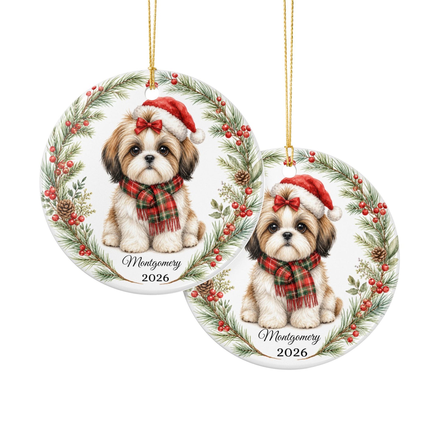 Shih Tzu Ornament Personalized with Name, Shih Tzu Christmas Ornament, Small Dog Mom Gift, Shih Tzu Lover Keepsake 2026