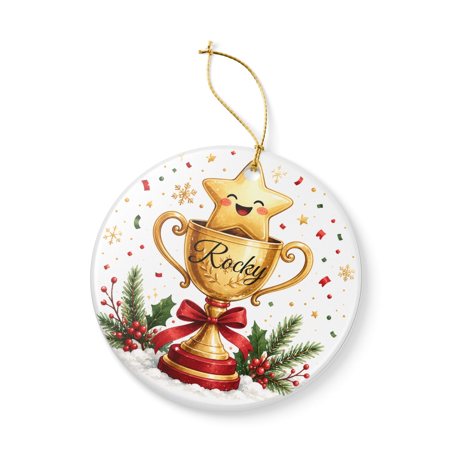 Cute Trophy Star Christmas ornament | Ceramic Ornament