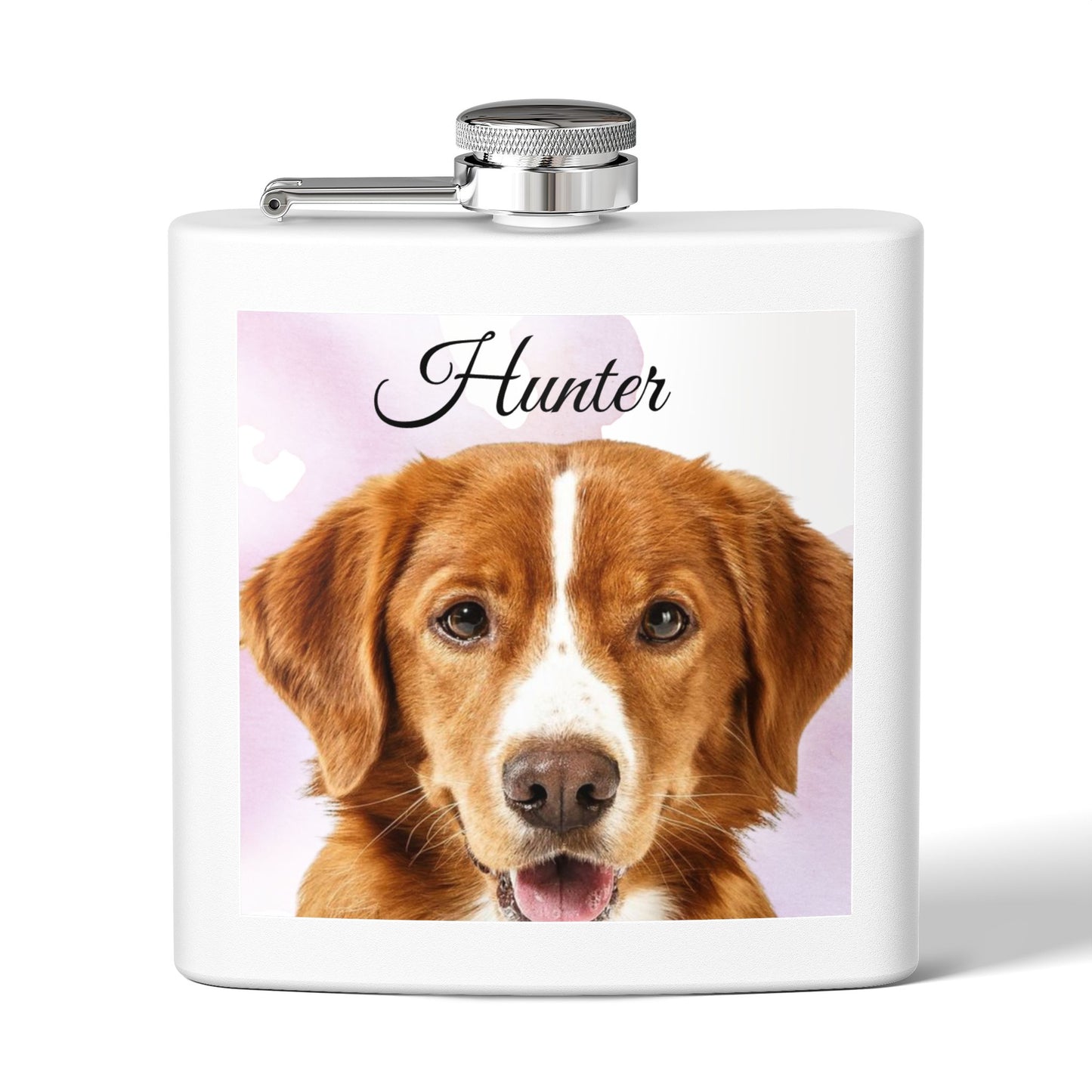 Personalized Dog Photo Flask stainless steel 6oz | Custom Pet Name