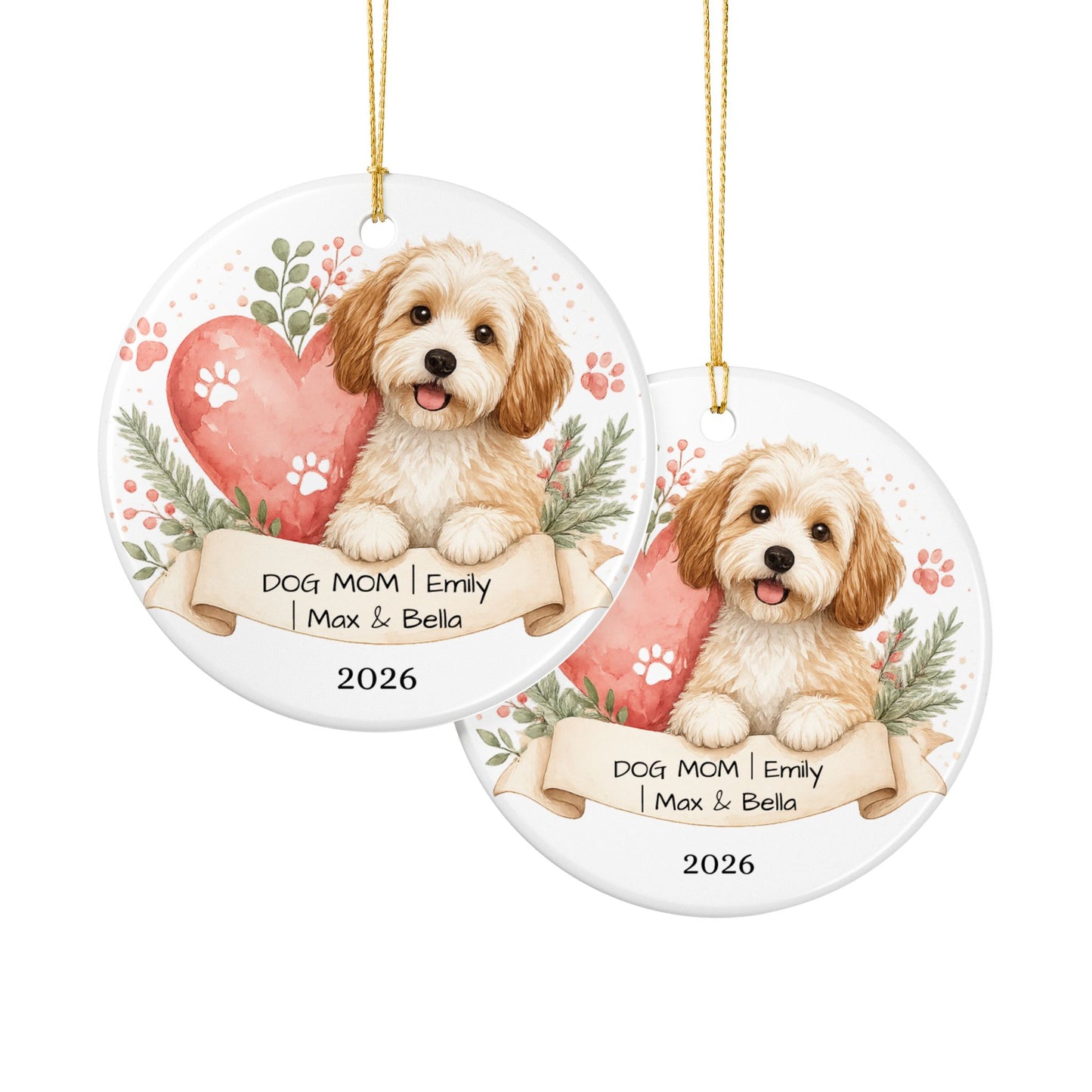 Dog Mom Christmas Ornament Personalized with Name, Ceramic Keepsake, Dog Mom Gift, Gift for Dog Lover Her 2026