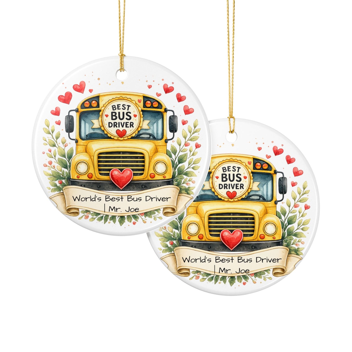 Best Bus Driver Christmas Ornament Personalized with Name, Ceramic Keepsake, Bus Driver Thank You Gift 2026