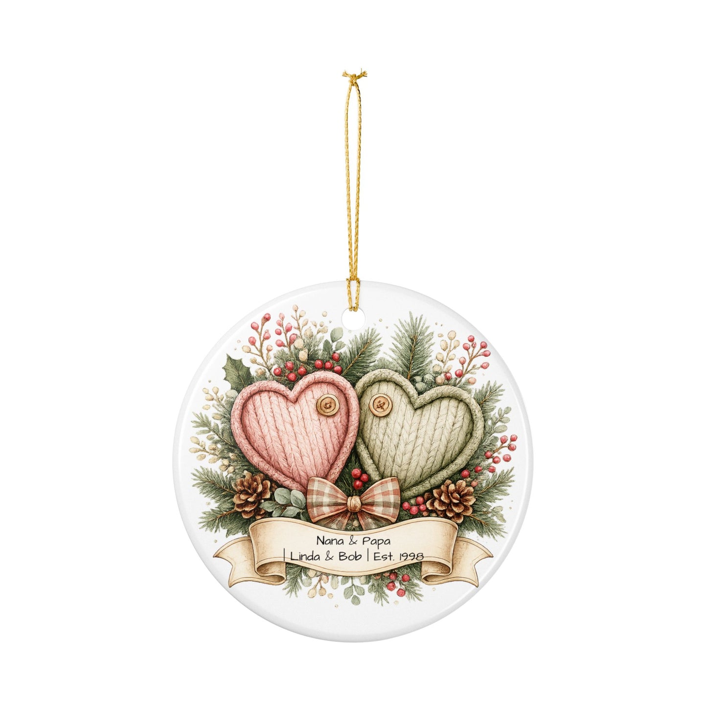 Nana and Papa Christmas Ornament Personalized with Names, Ceramic Keepsake, Grandparents Gift, Grandma Grandpa 2026