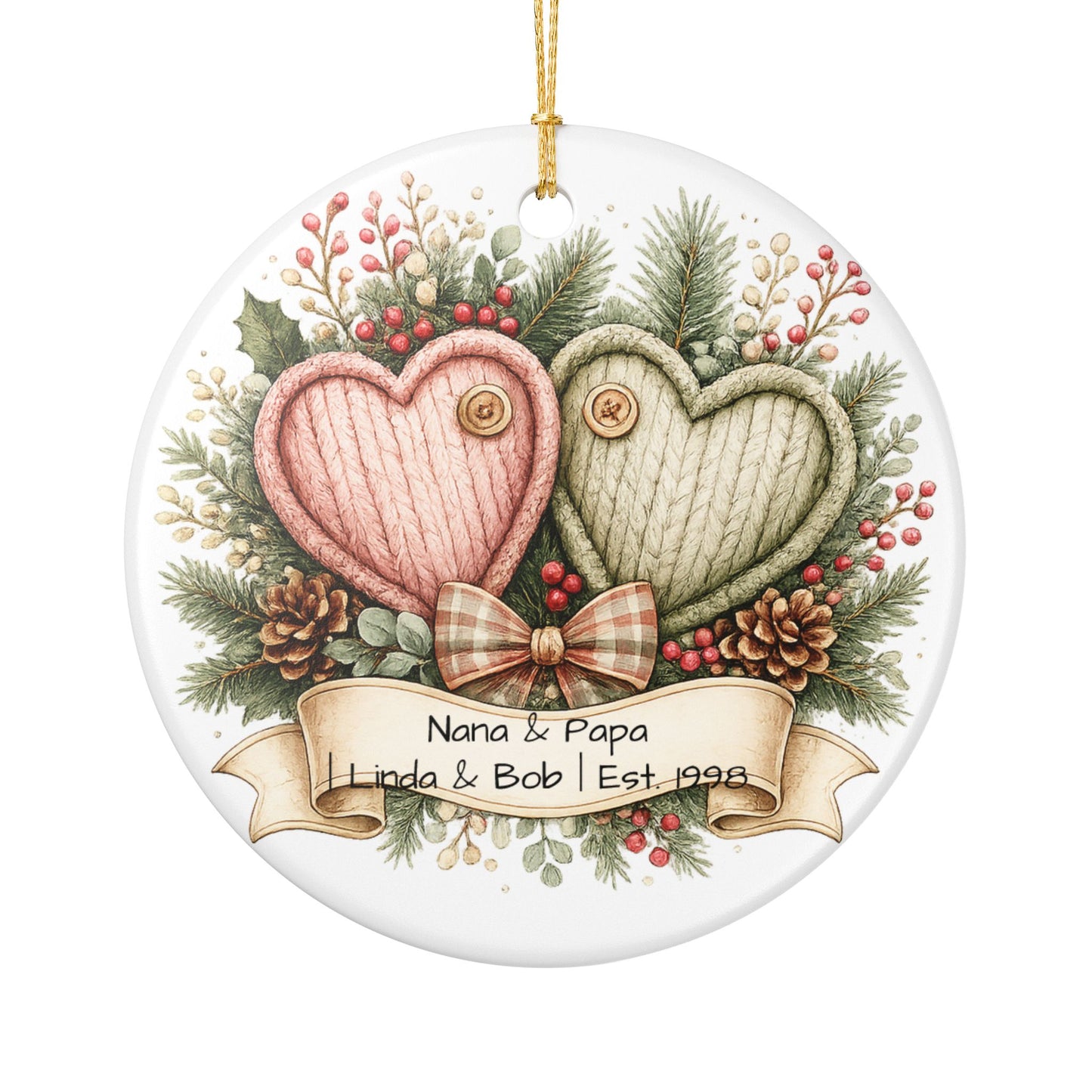 Nana and Papa Christmas Ornament Personalized with Names, Ceramic Keepsake, Grandparents Gift, Grandma Grandpa 2026