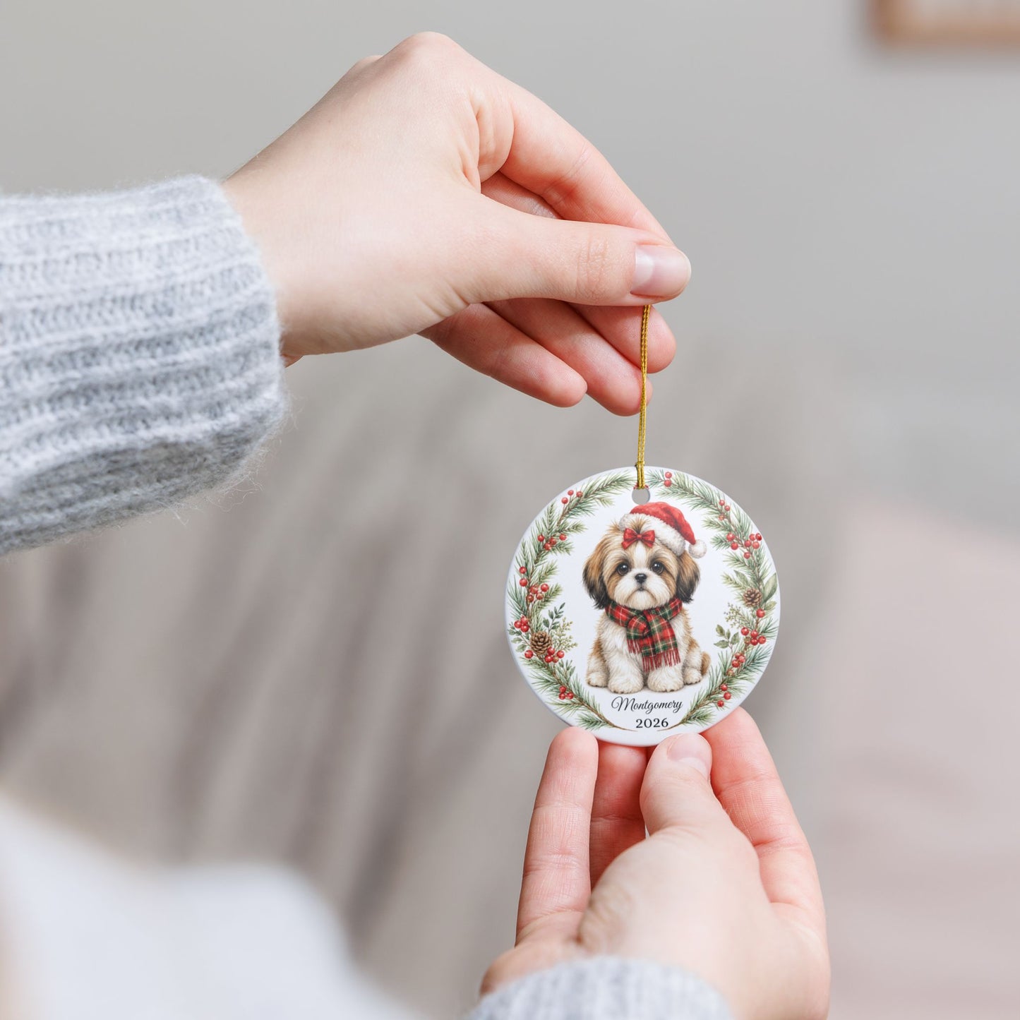 Shih Tzu Ornament Personalized with Name, Shih Tzu Christmas Ornament, Small Dog Mom Gift, Shih Tzu Lover Keepsake 2026