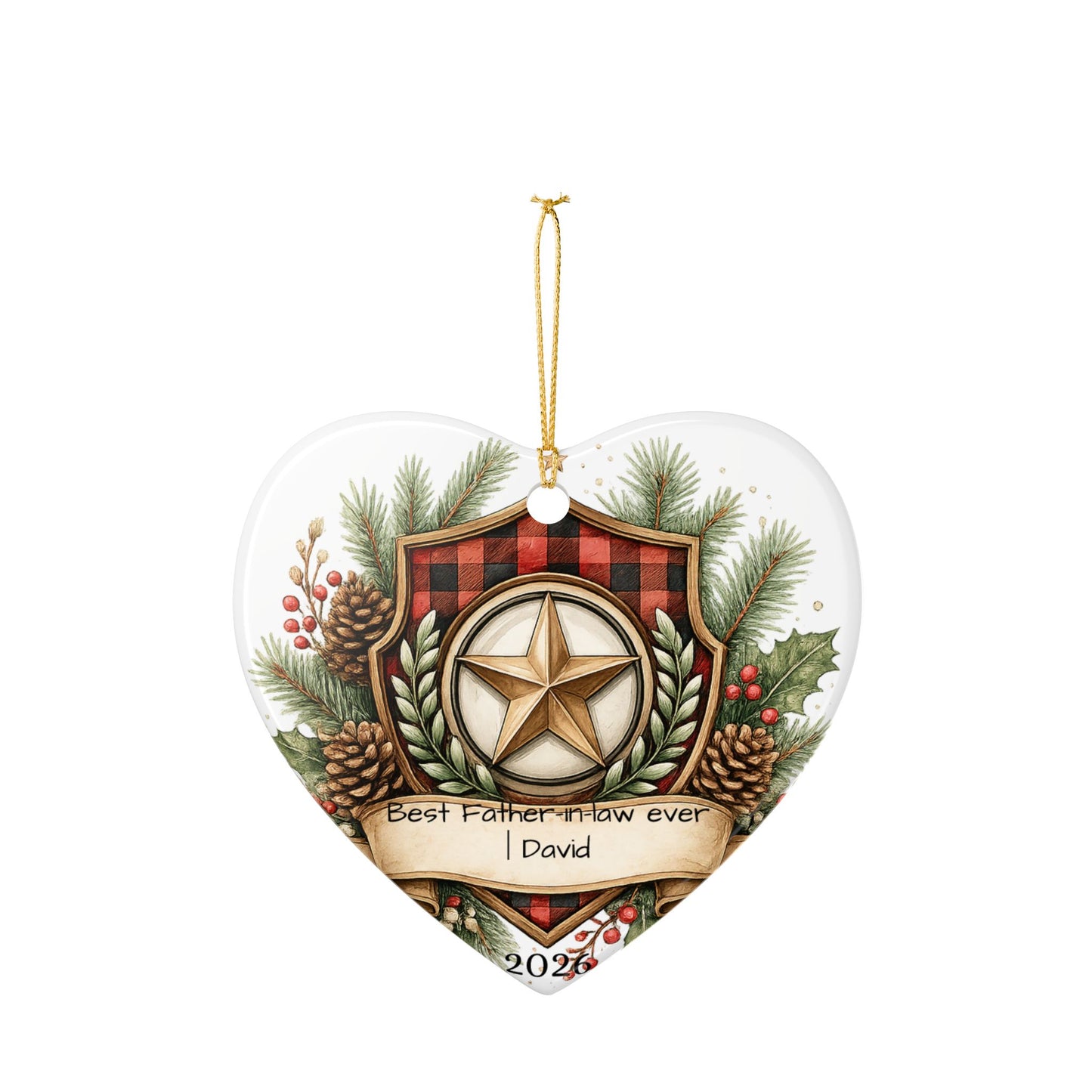 Best Father in Law Christmas Ornament Personalized, Ceramic Keepsake with Name, Gift from Son Daughter in Law 2026