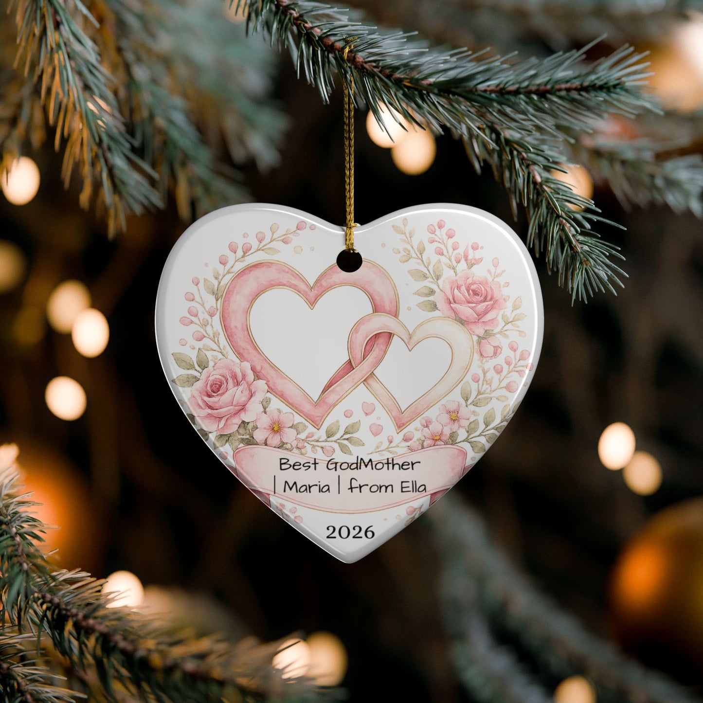 Godmother Christmas Ornament Personalized, Ceramic Keepsake with Name, Gift for Godmother from Godchild 2026