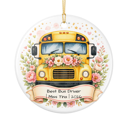 Female Bus Driver Christmas Ornament Personalized with Name, Ceramic Keepsake, Bus Driver Gift for Her 2026