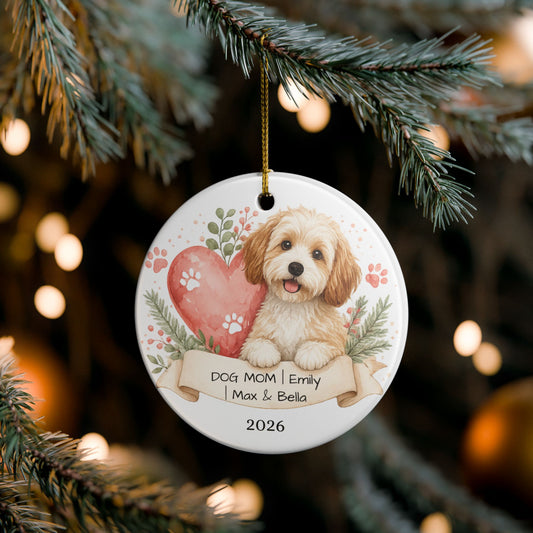 Dog Mom Christmas Ornament Personalized with Name, Ceramic Keepsake, Dog Mom Gift, Gift for Dog Lover Her 2026