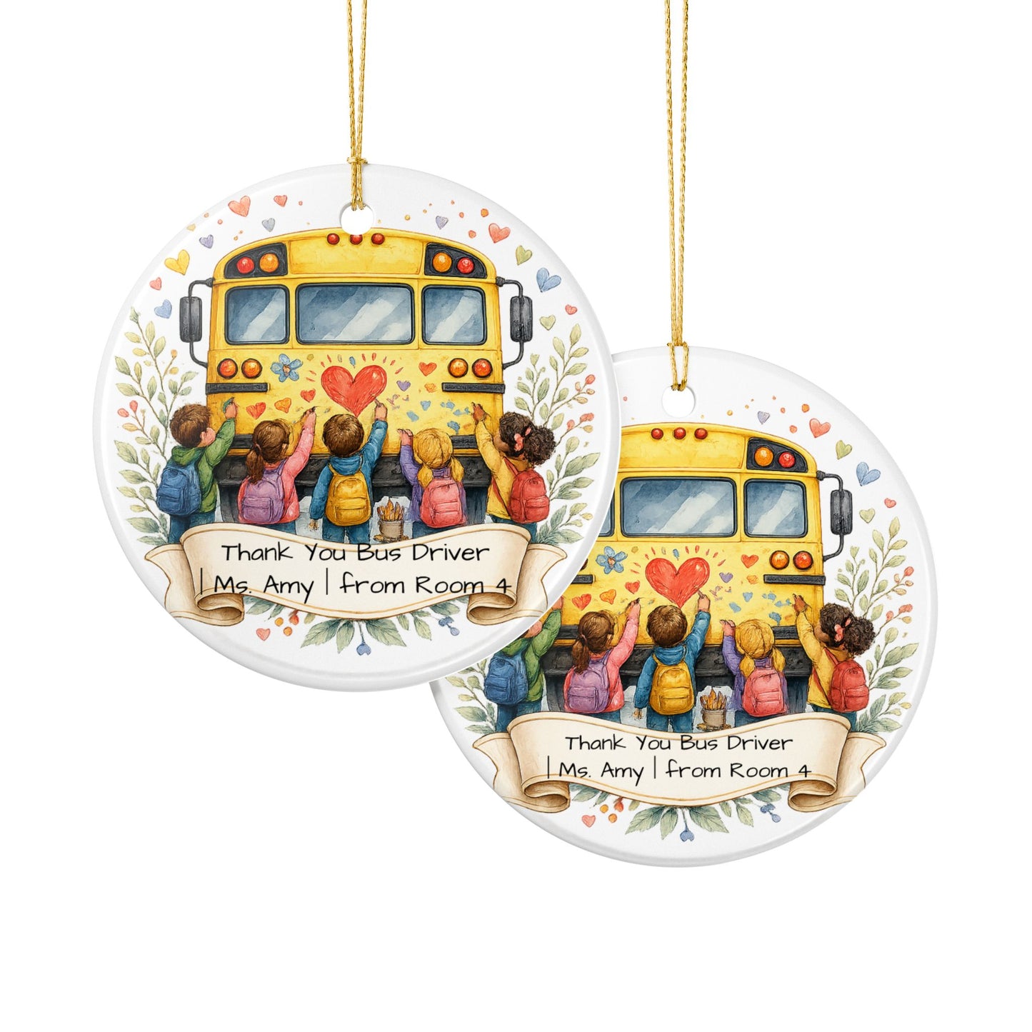 Bus Driver Gift from Student Ornament Personalized, Ceramic Keepsake with Name, Thank You Bus Driver Gift 2026