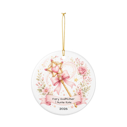 Fairy Godmother Christmas Ornament Personalized, Cute Ceramic Keepsake with Name, Whimsical Godmother Gift 2026