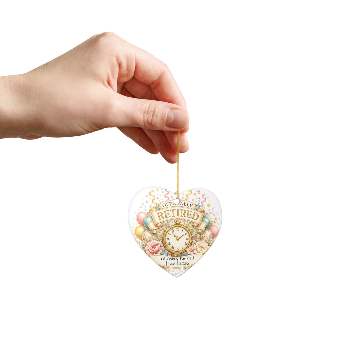 Officially Retired Christmas Ornament 2026 Personalized with Name, Ceramic Keepsake, Retirement Gift for Coworker