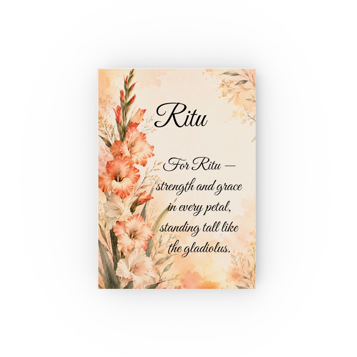 Gladiolus Birth Month Flower Journal Custom Name, August Birthday Remembrance Gift for Her, Personalized Memorial Diary