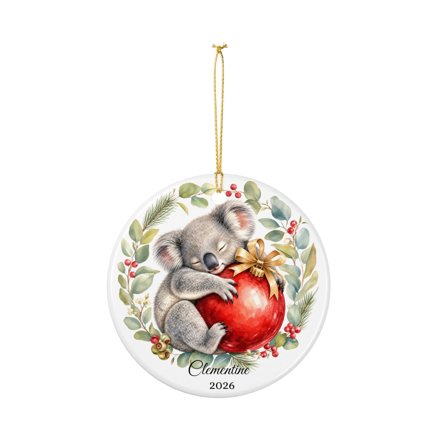 Baby First Christmas Ornament Personalized, Koala Keepsake with Name 2026, New Baby Gift, Cute Animal Nursery Ornament