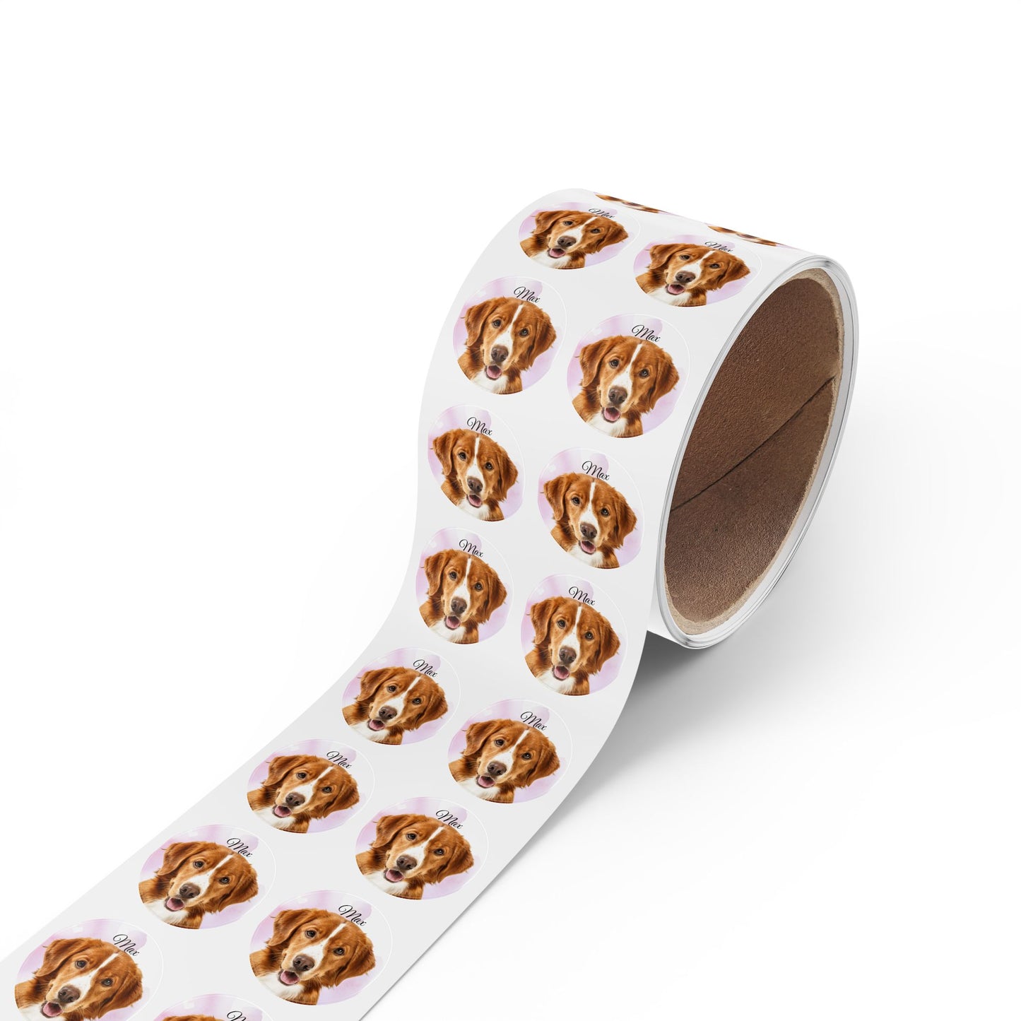 Custom Dog Face Sticker Roll round sticker labels | Personalized Pet Name