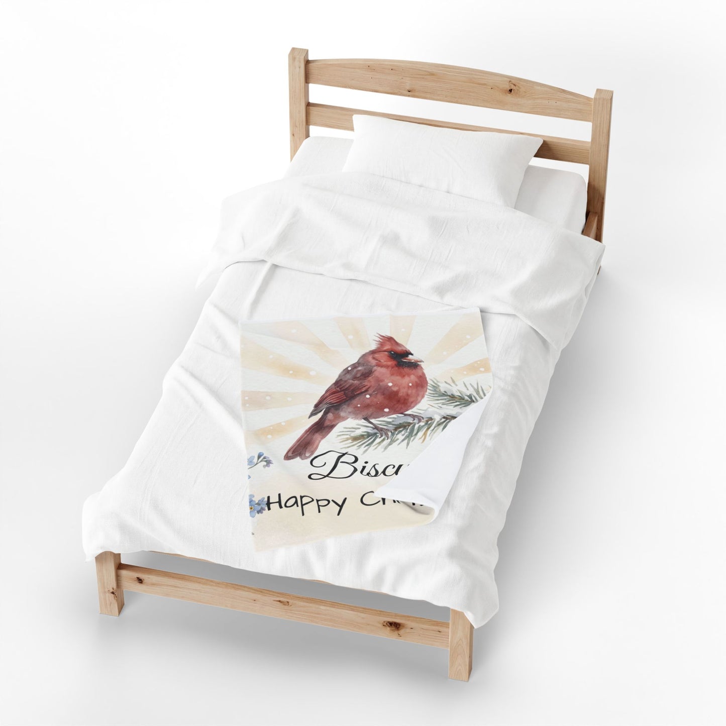 Copy of Bearded Man Portrait Velveteen Plush Blanket | Holiday Script "Happy Christmas"