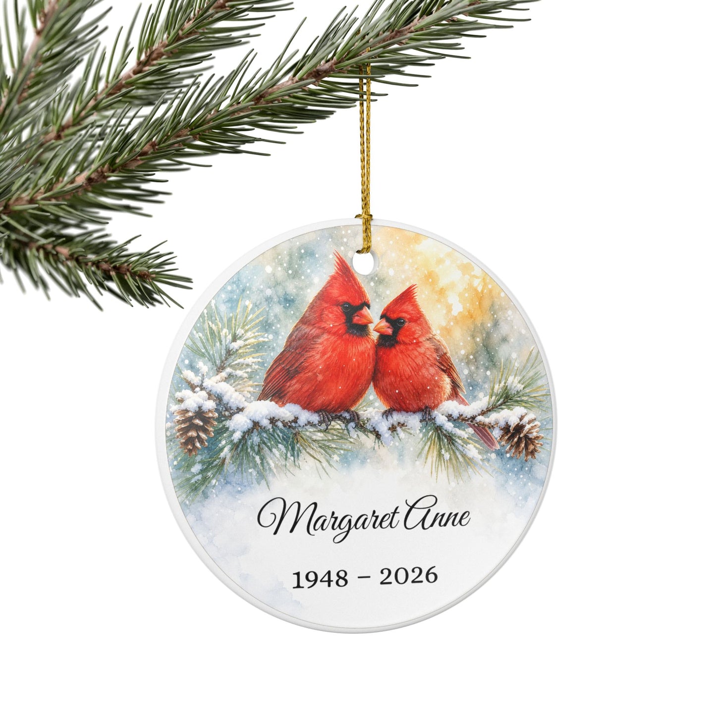 Memorial Ornament Personalized, Cardinal Pair Remembrance Keepsake with Name, Loss of Parents Loved One Sympathy Gift